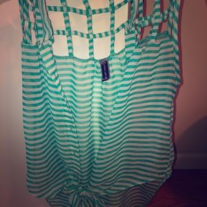 A striped collared tank top